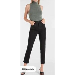 EXPRESS Cropped Skinny Jeans Womens 8 Black Stretch Slits NEW